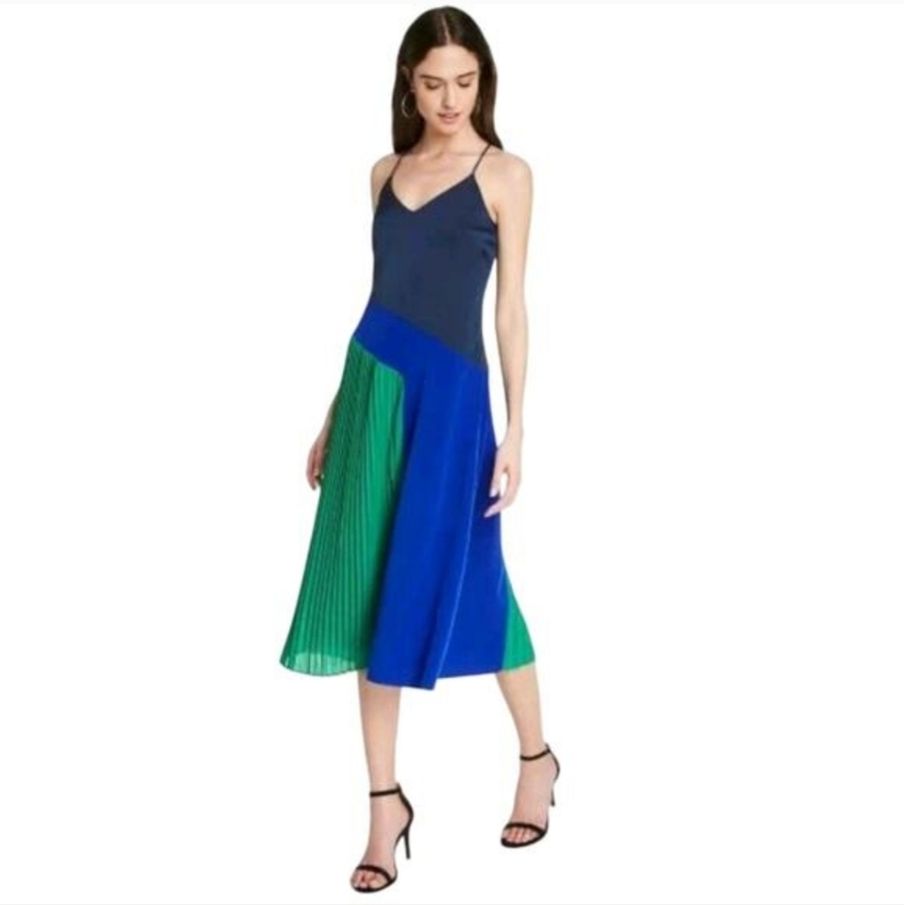 Cushnie For Target Colorblock Pleated Midi Dress Size 14